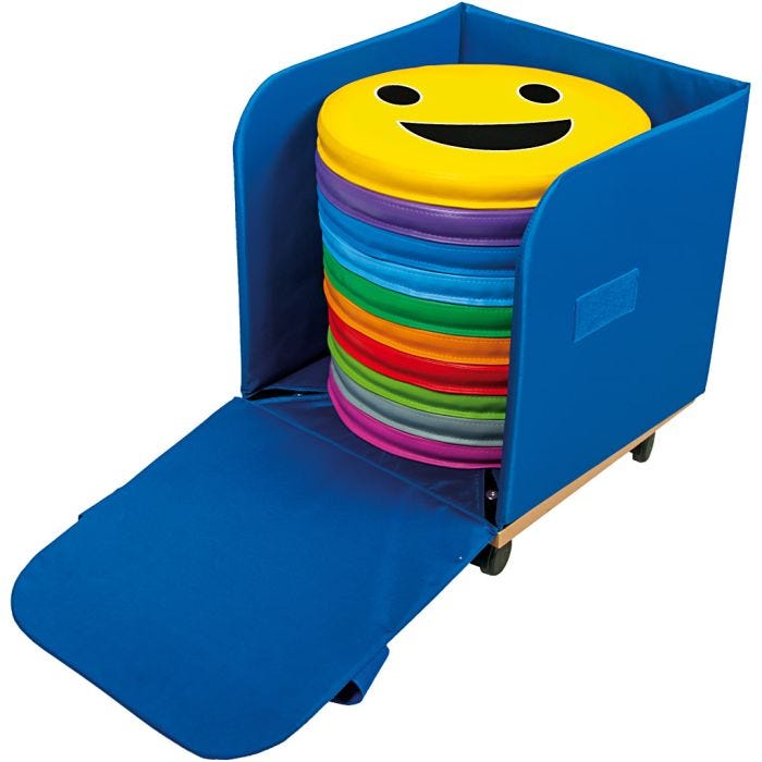 Känsel-sittkuddar med förvaringsbox, H: 8 cm, Dia. 30 cm, 7st./ 1 set