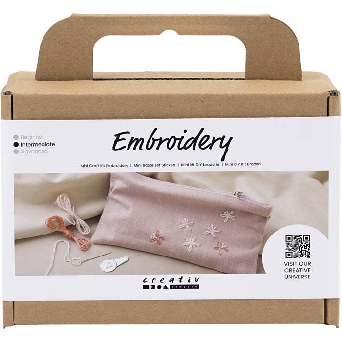 Mini DIY Kit Broderi, Kuvertväska, dusty rose, 1 förp.