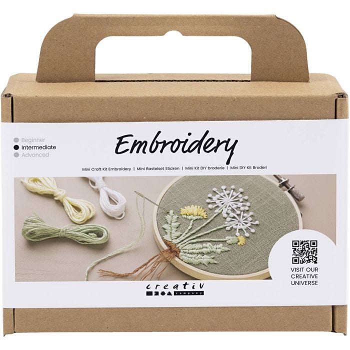 Mini DIY Kit Broderi, Broderbåge, dusty grön, 1 förp.