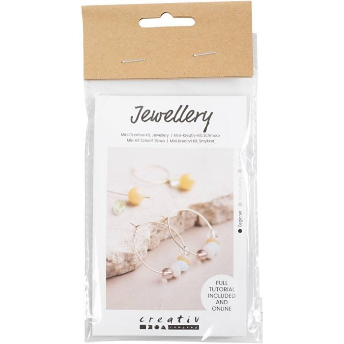 Mini DIY Kit Smycken, Creoler med pärlor, 1 förp.