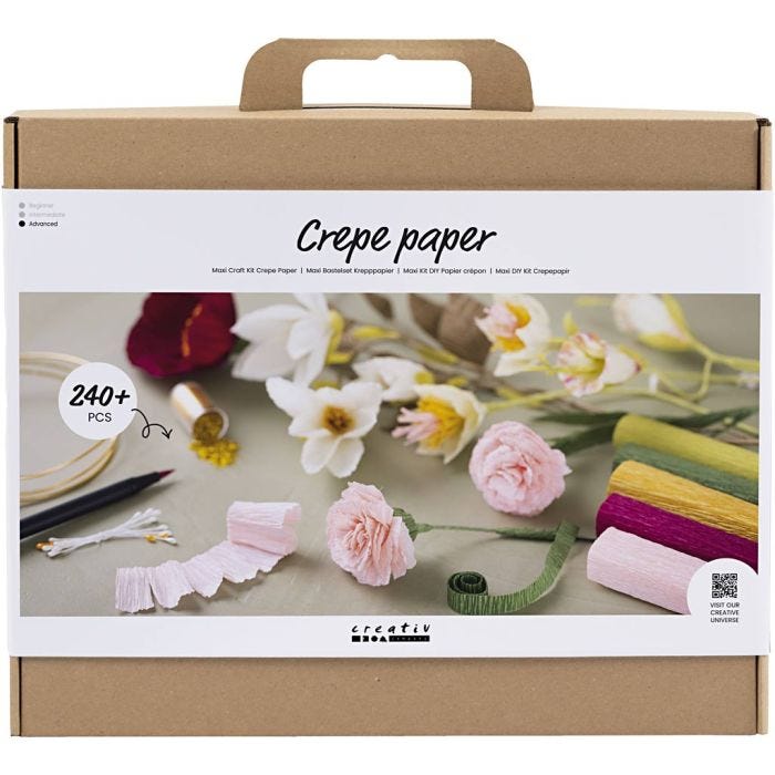 Maxi DIY Kit Kräppapper, Blommor, Stretchbarhet: 180%, 105 g, 1 förp.