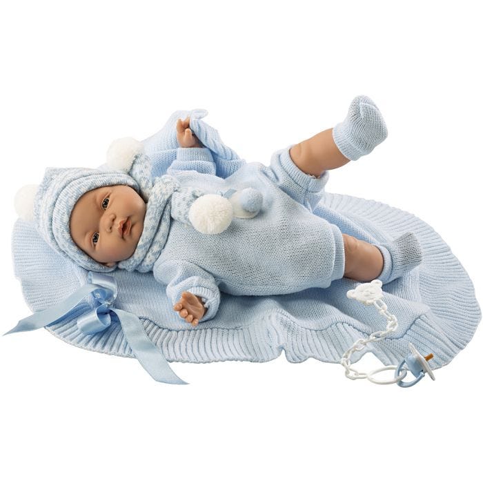 Babydocka, Ljusblå kläder, stl. 38 cm, 1 st.