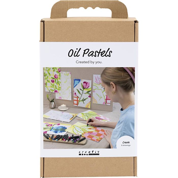 DIY Kit Oljepastell, Blommor, mixade färger, 1 förp.