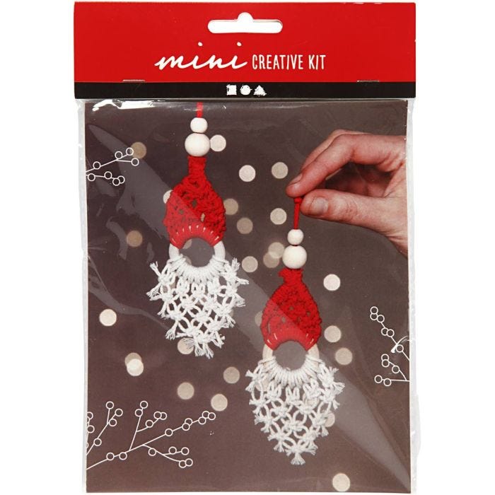 Mini DIY Kit, makramé nisse, H: 14 cm, 1 förp.