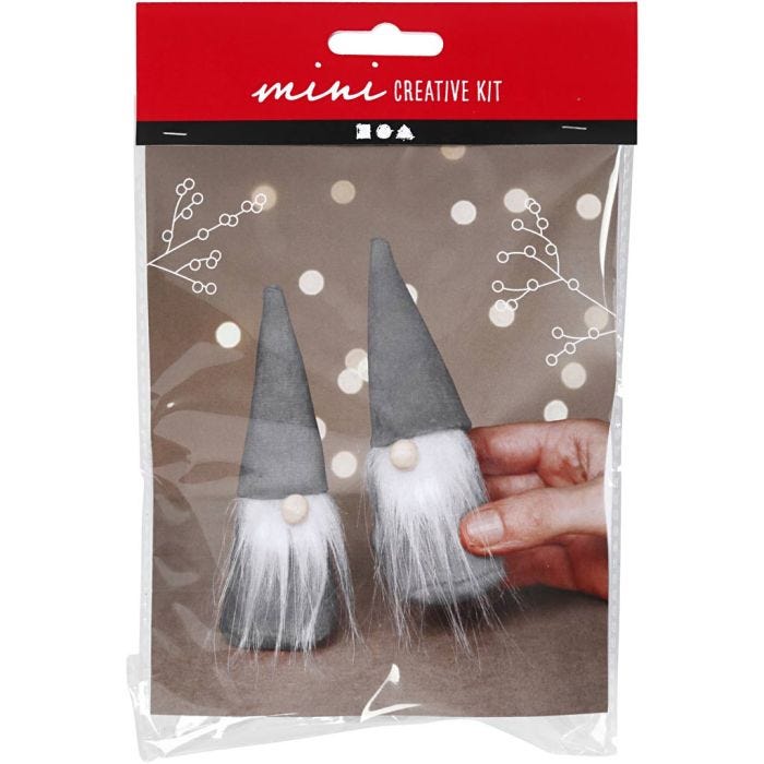 Mini DIY Kit, Skandinavisk tomte, H: 12 cm, grå, 1 förp.