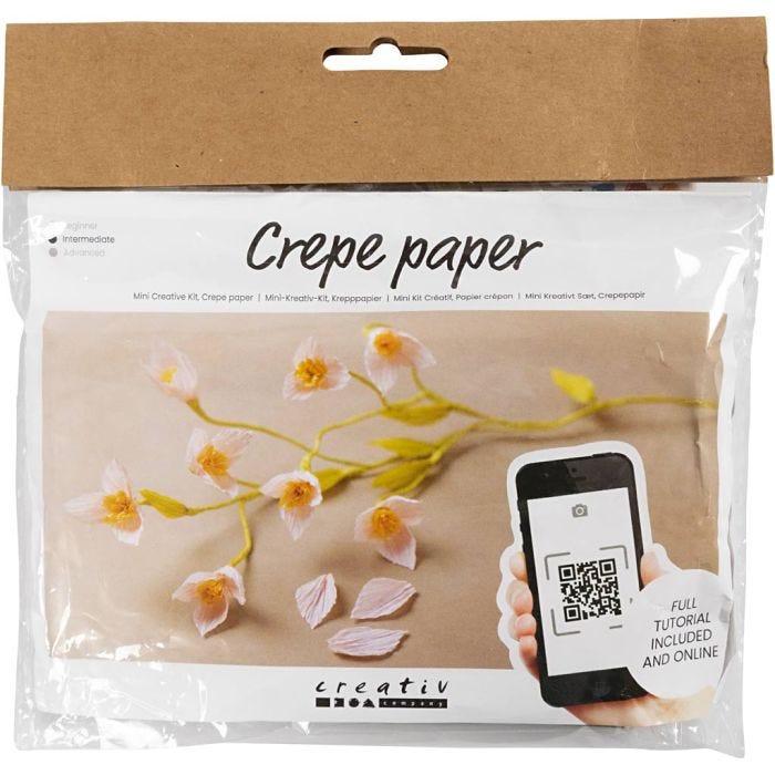 Mini DIY Kit Kräppapper, Körsbärskvist, Stretchbarhet: 180%, 1 förp.
