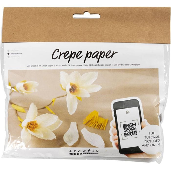 Mini DIY Kit Kräppapper, Magnoliakvist, Stretchbarhet: 180%, 1 förp.
