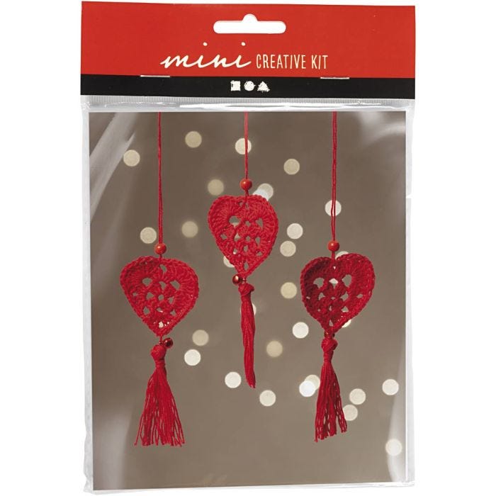 Mini DIY Kit Virkning, Hjärtan, 1 förp.