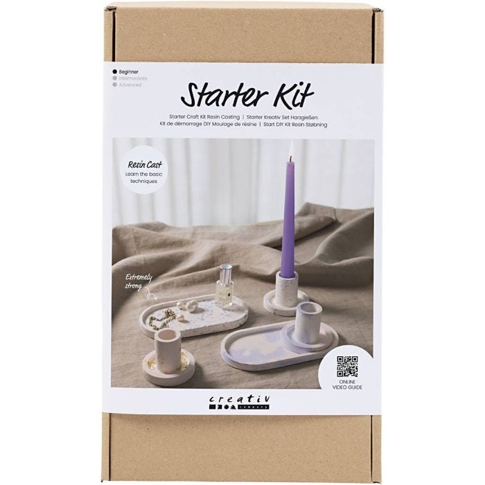 Start DIY Kit Resingjutning, Ljusstakar och brickor, blå, ljusrosa, vit, 1 förp.