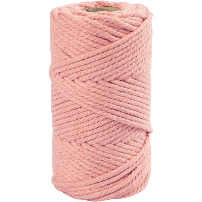 Makramégarn, L: 55 M, Dia. 4 mm, rosa, 330 g/ 1 rl.