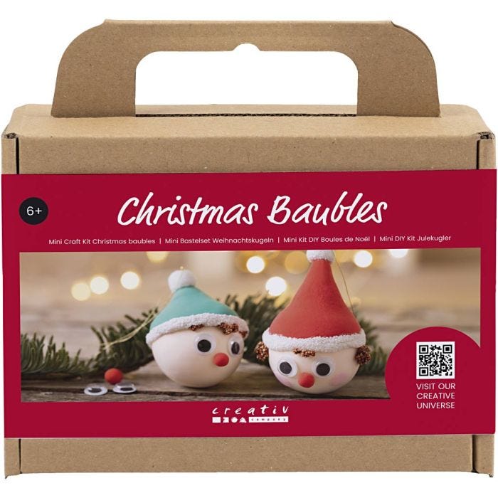 Mini DIY Kit Julgranskulor, Röda och gröna nissar, 1 förp.