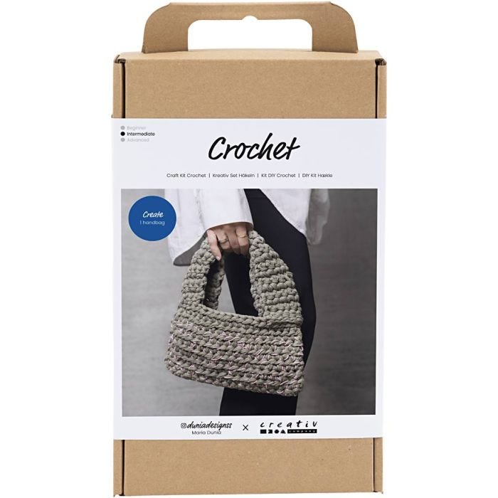 DIY Kit Virkning, Kraftig väska, olivgrön, 1 förp.