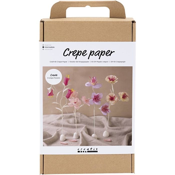 DIY Kit Kräppapper, Blomma, pastellfärger, 1 förp.