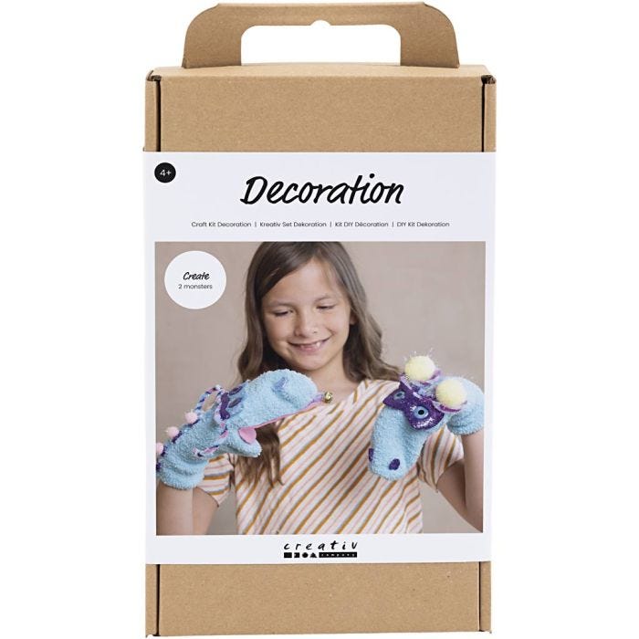 DIY Kit Dekoration, Sock Monster, mixade färger, 1 förp.