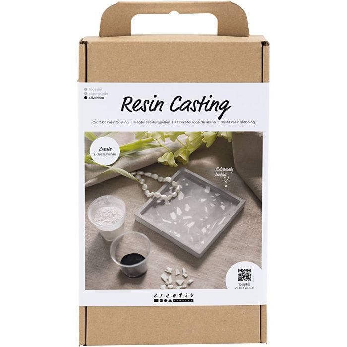 DIY Kit Resingjutning, Fyrkantig bricka med terrazzo, svart, vit, 1 förp.