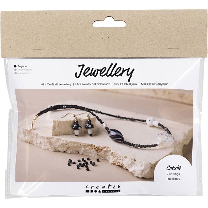 Mini DIY Kit Smycken, Kraftigt halsband, svart harmoni, 1 förp.
