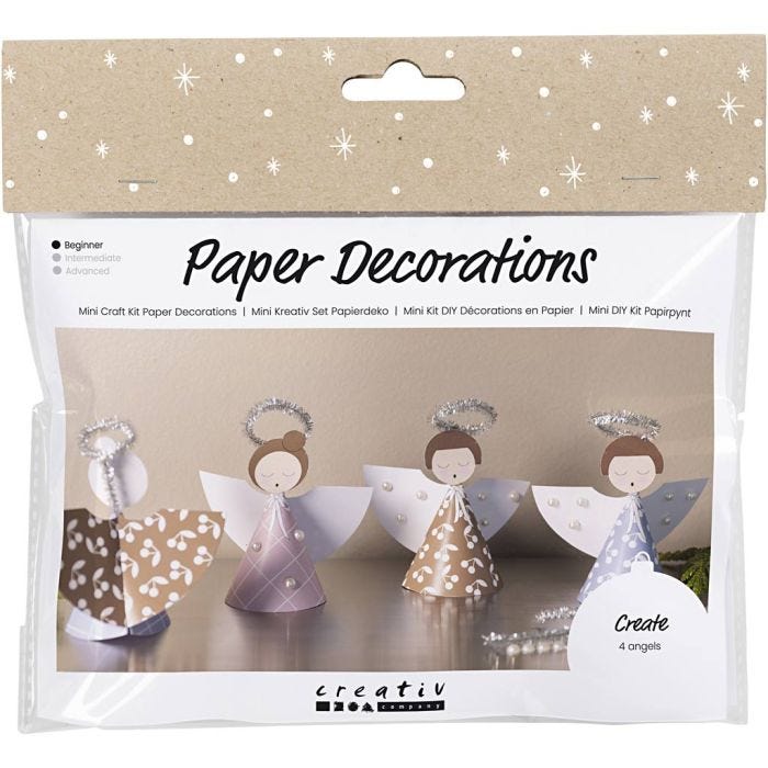 Mini DIY Kit Pappersdekoration, Änglar, mixade färger, 1 förp.