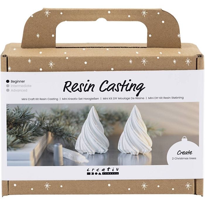 Mini DIY Kit Gjutharts, Julgranar, vit, 1 förp.