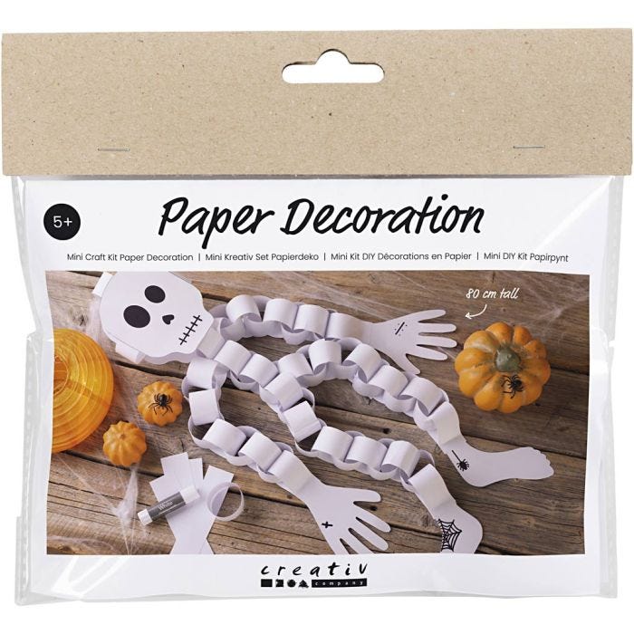 Mini DIY Kit Pappersdekoration, Skelett, svart/vit, 1 förp.