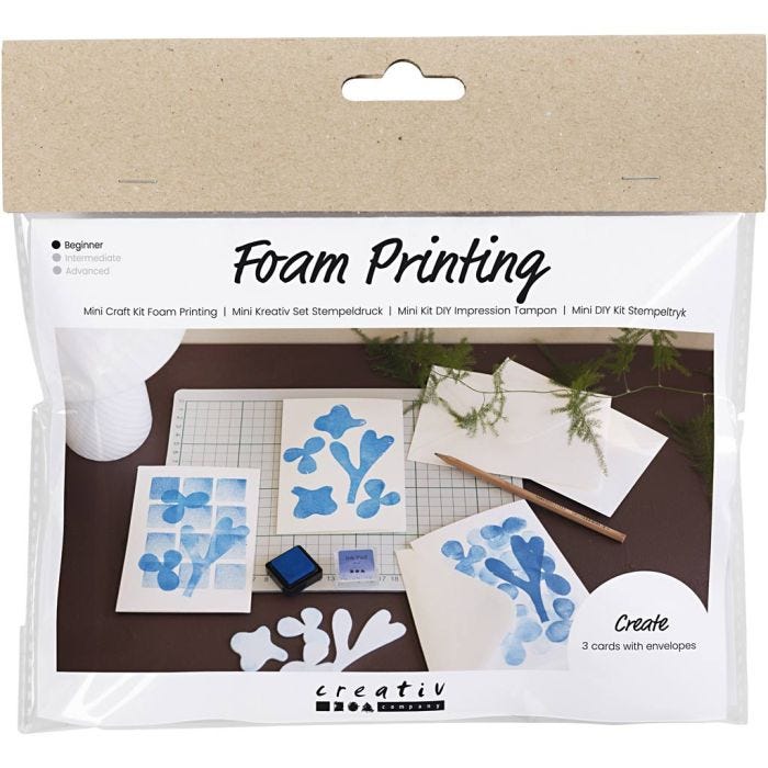 Mini DIY Kit Stämpeltryck, Kort med motiv, vit, off white, 1 förp.