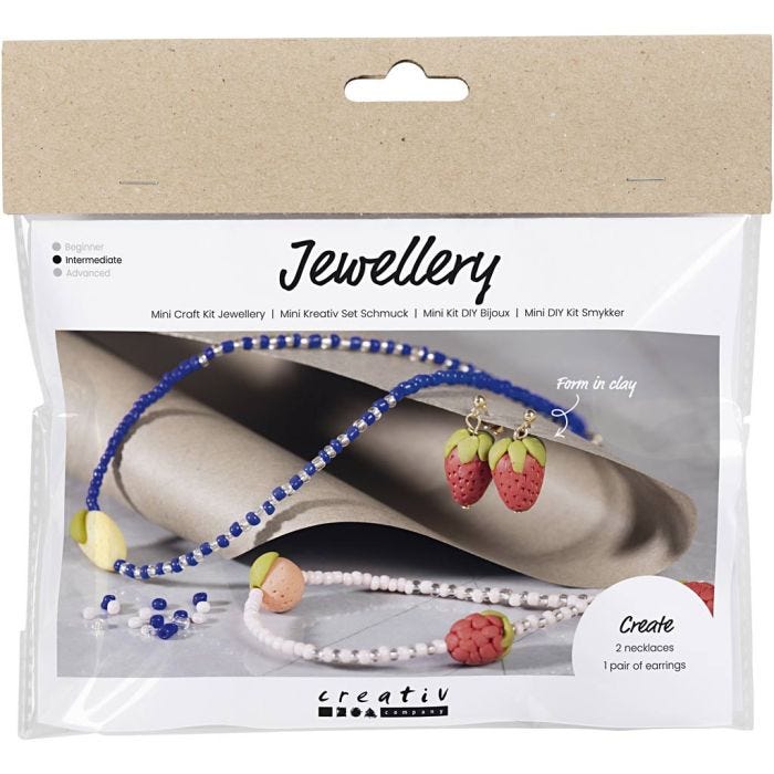 Mini DIY Kit smycken, Halsband och örhängen, kungsblå, 1 förp.
