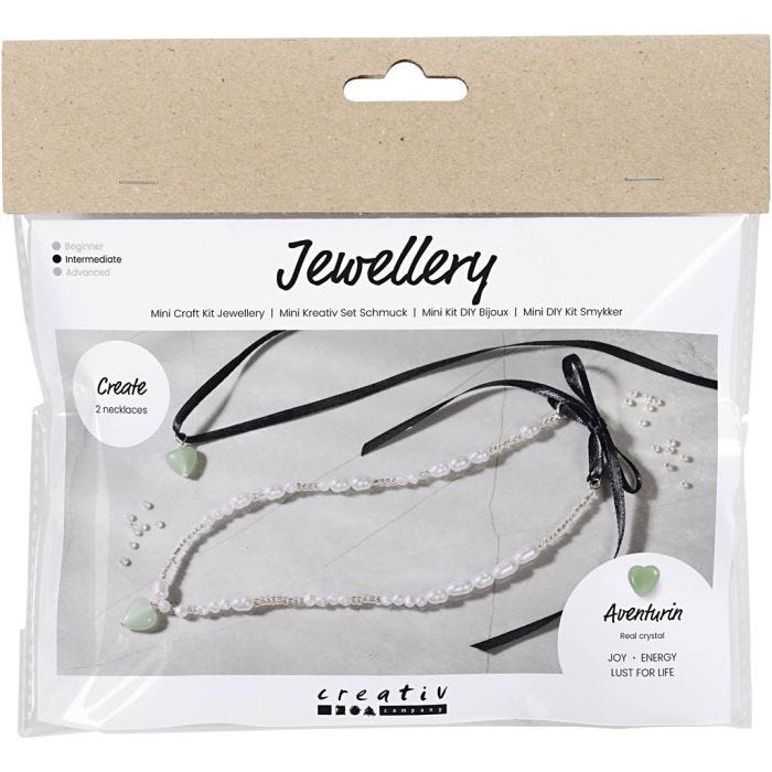 Mini DIY Kit smycken, Aventurinhjärta, klar, 1 förp.
