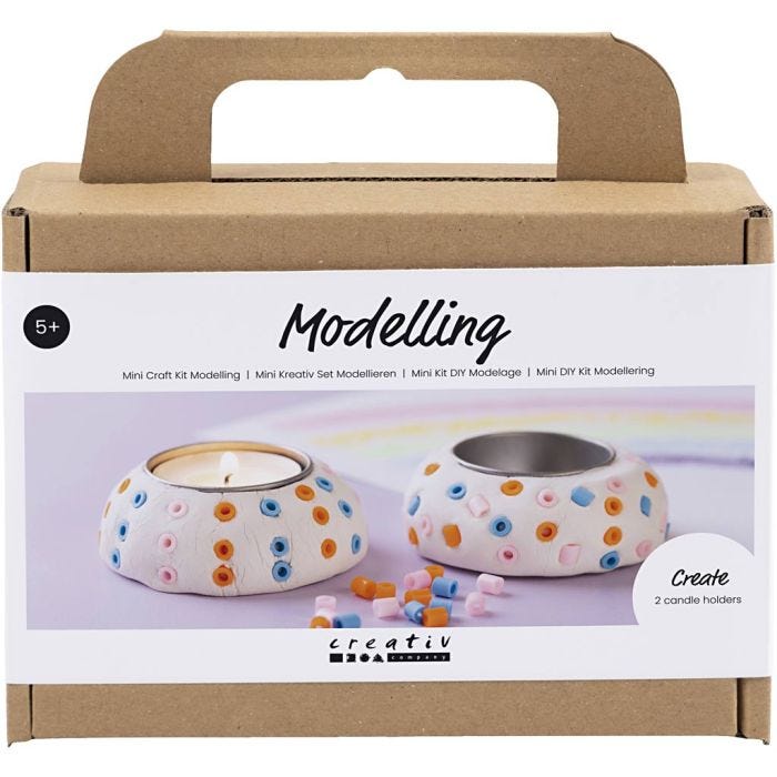 Mini DIY Kit modellera, Ljusstakar, vit, 1 förp.