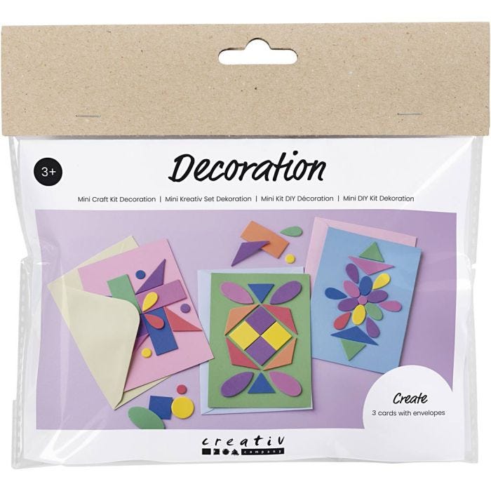 Mini DIY Kit Dekoration, Dekorerade kort, blå, grön, rosa, 1 förp.