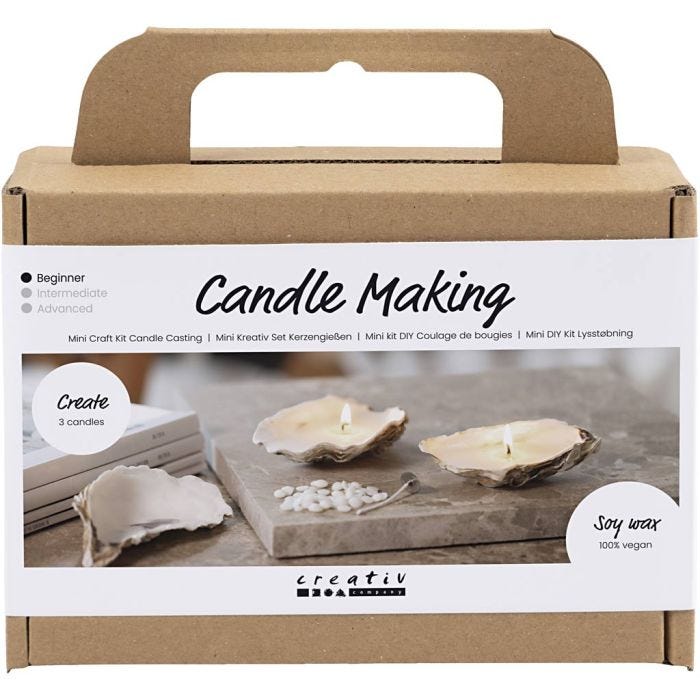 Mini DIY Kit Ljustillverkning, Sojaljus i ostronskal, off white, 1 förp.