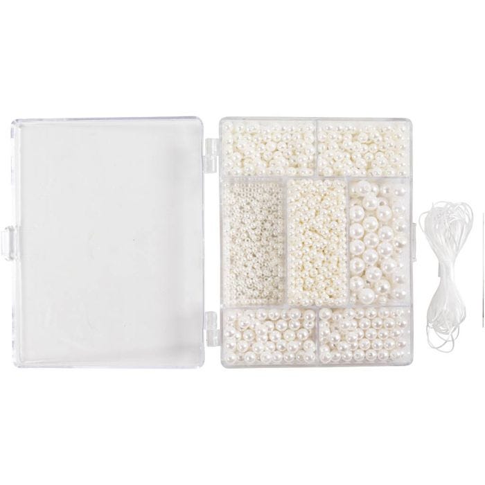 DIY Mix Smycken, Halsband och armband, vit, pärlemor, 1 förp.