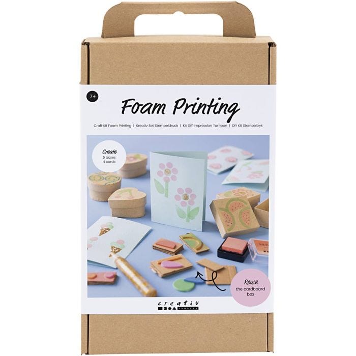 DIY Kit Stämpeltryck, Dekorerade askar och kort, beige, mellangrön, mint, klarröd, 1 förp.