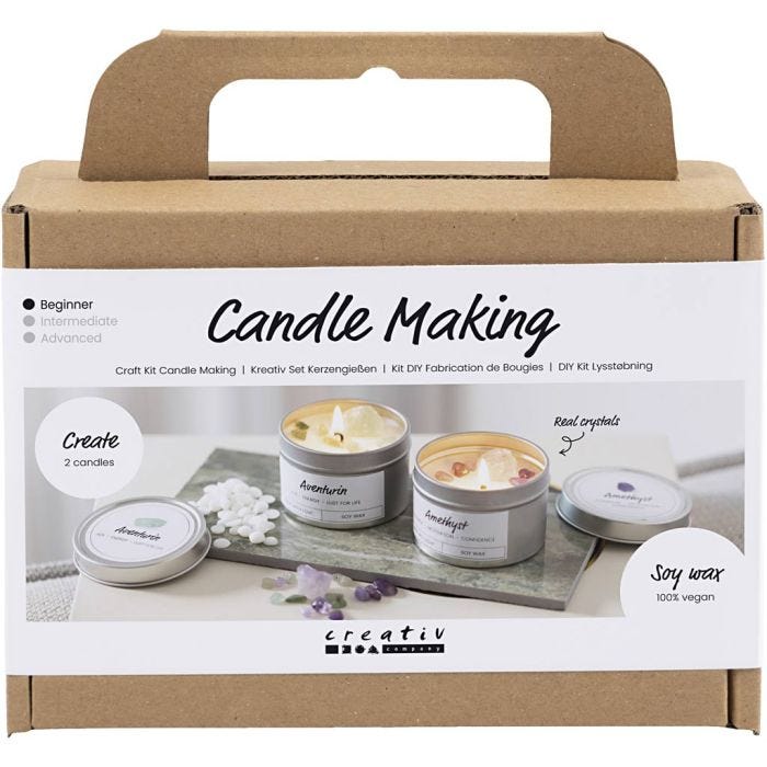 Mini DIY Kit Ljustillverkning, Sojaljus med aventurin och ametist, cream, off white, 1 förp.