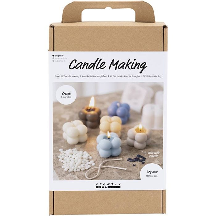 DIY Kit Ljusgjutning, Bubbelsojaljus, beige, ljusblå, cream, 1 förp.