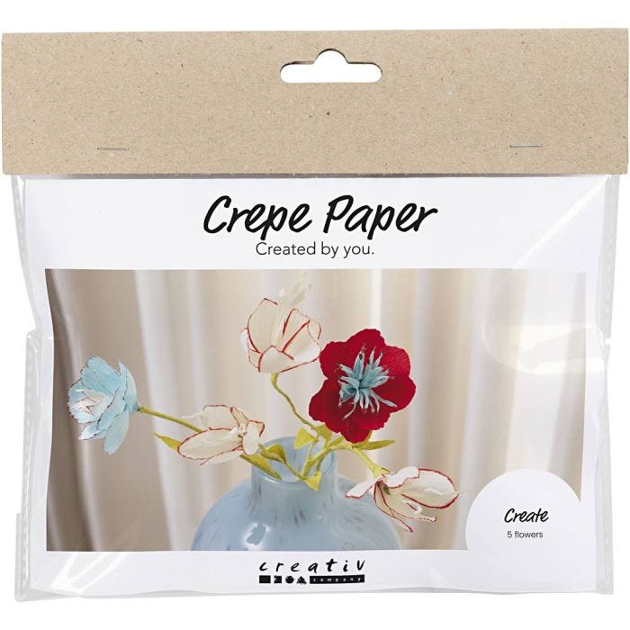 Mini DIY Kit Kräppapper, Kräppblommor, pastellfärger, 1 förp.