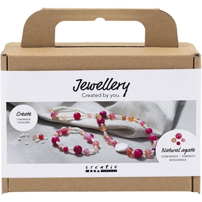 Mini DIY Kit Smycken, Halsband och armband, rosa, 1 förp.