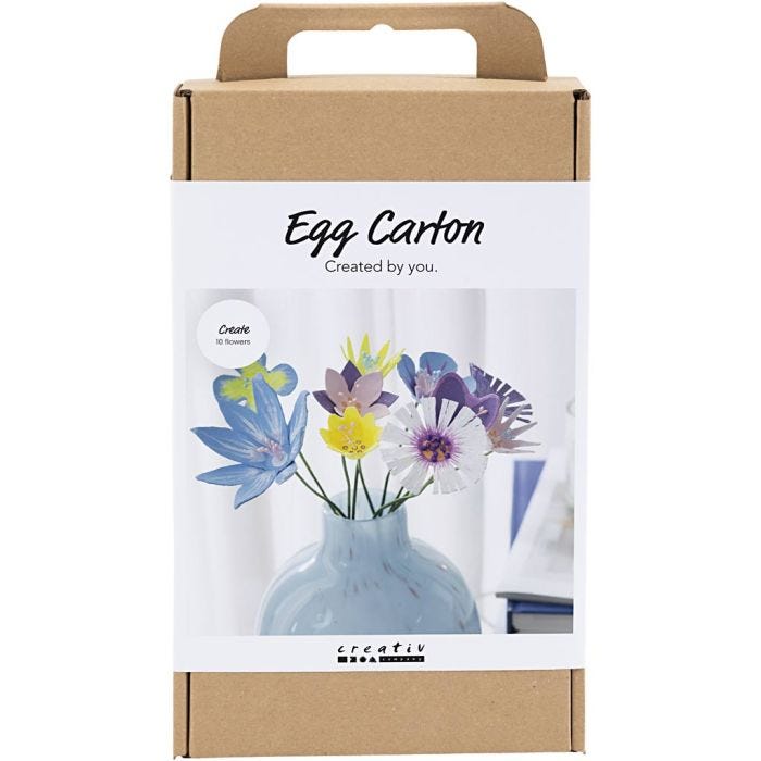 DIY Kit Blommor av Äggkartong, pastellfärger, 1 förp.