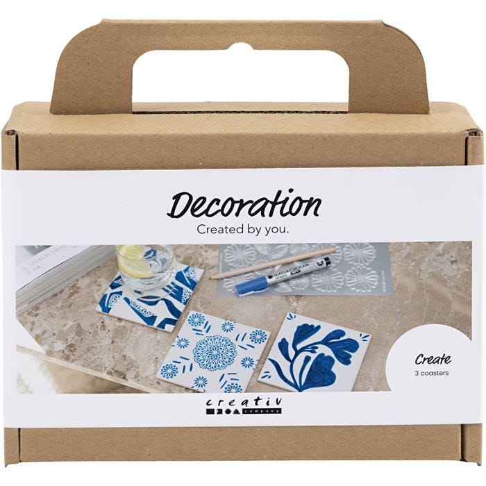 Mini DIY Kit Dekoration, Porslinsunderlägg, blå, 1 förp.