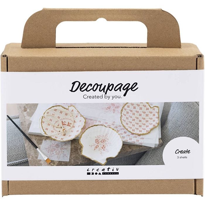 Mini DIY Kit Decoupage, Musselskal, softrosa, 1 förp.