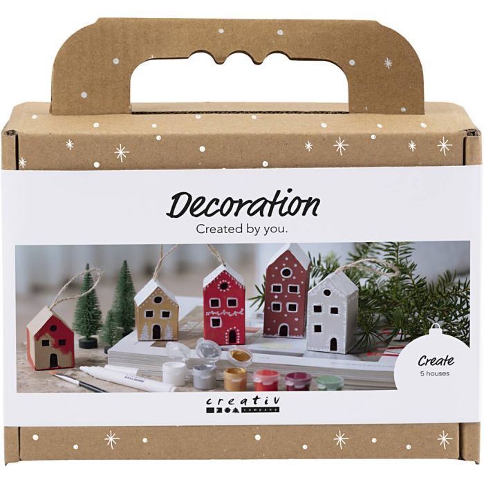 Mini DIY Kit Dekoration, Hus, julfärger, 1 förp.
