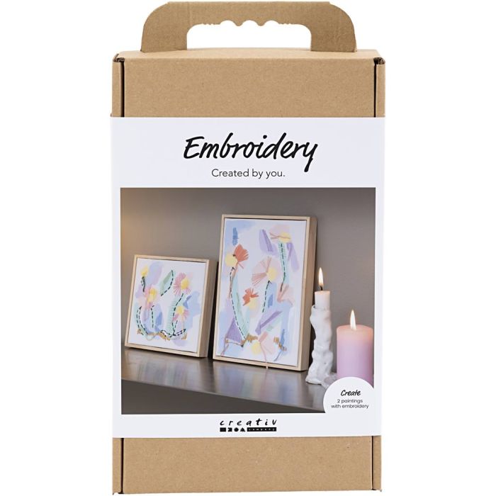DIY Kit Broderi, Bilder, pastellfärger, 1 förp.