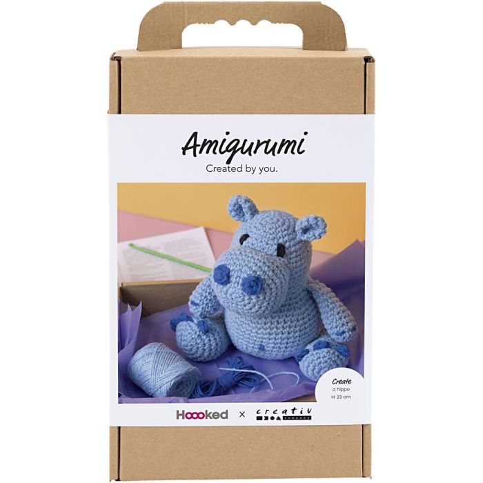 DIY Kit Amigurumi , Flodhäst, blå, ljusblå, 1 förp.
