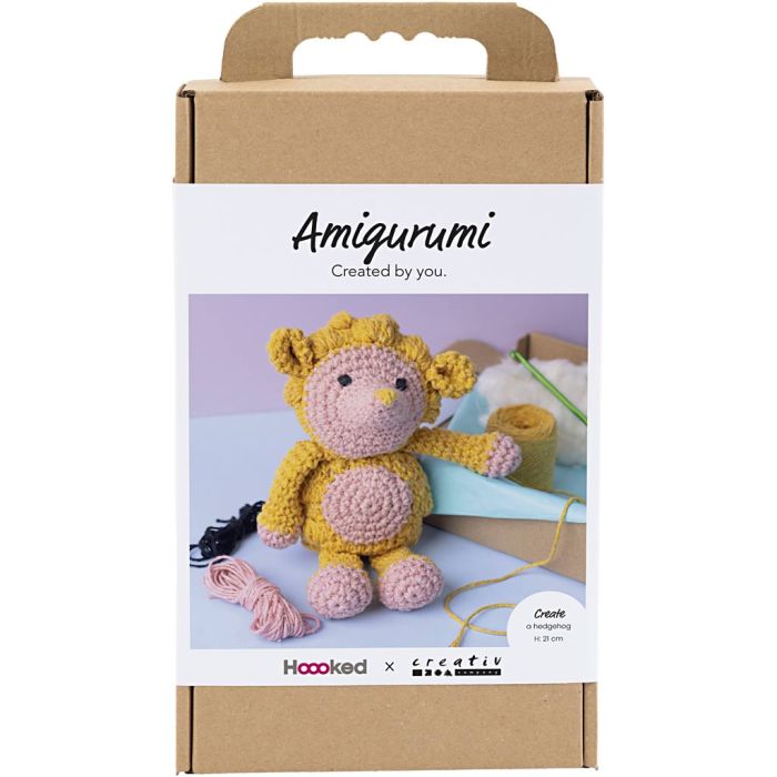 DIY Kit Amigurumi , Igelkott, ljusrosa, varm gul, 1 förp.