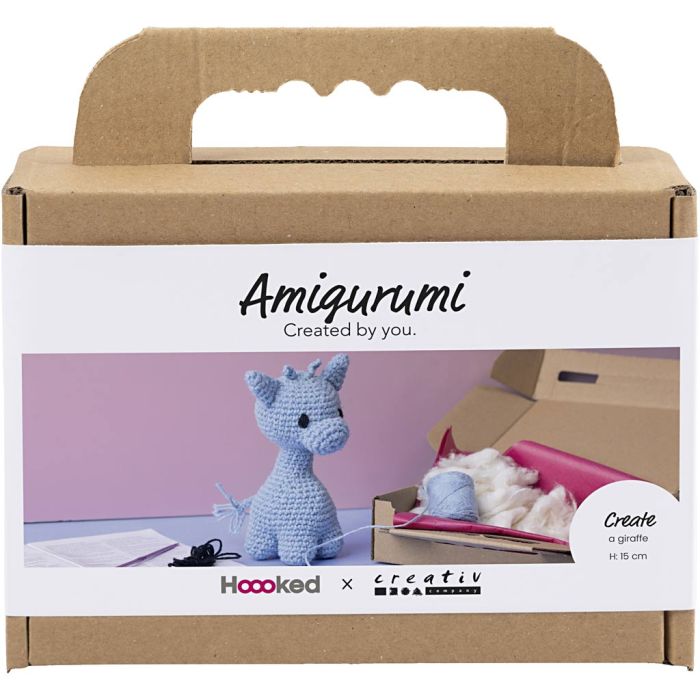 DIY Kit Amigurumi , Giraff, ljusblå, 1 förp.