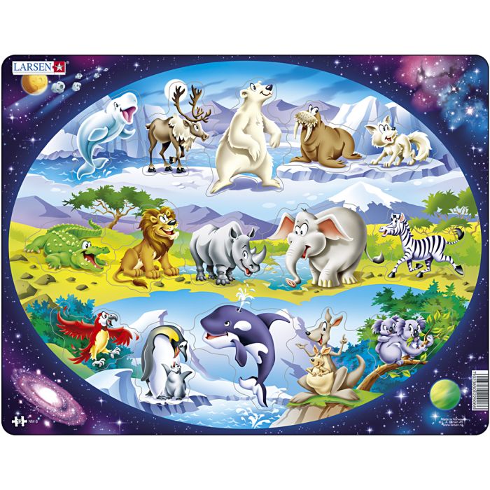 Världspussel, stl. 36,5x28,5 cm, 15 brickor, 2 st./ 1 set