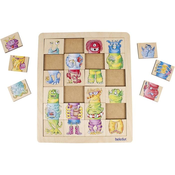beleduc Matcha och Mixa, Monster, stl. 28,9x33,6 cm, 24 brickor, 1 st.