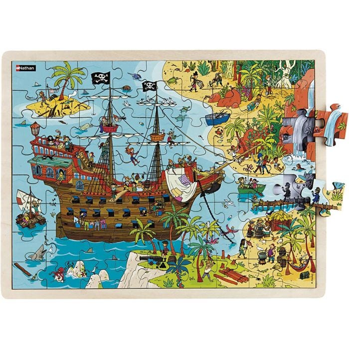Nathan Träpussel, Pirater, stl. 42x32 cm, 72 brickor, 1 st.