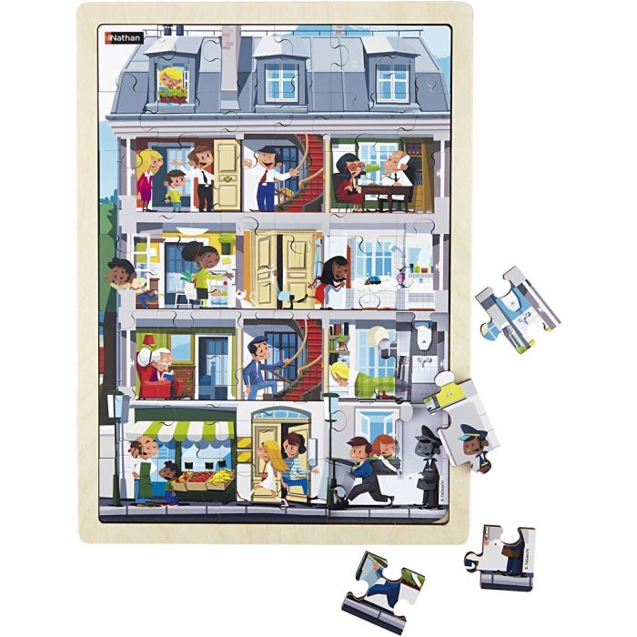 Nathan Träpussel, Flervåningshus, stl. 37x27 cm, 42 brickor, 1 st.