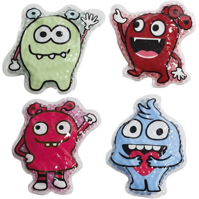 beleduc Komfortmonster, Kyl-/värmepåsar, H: 1,5 cm, L: 12 cm, B: 9,5 cm, 12 st./ 1 förp.