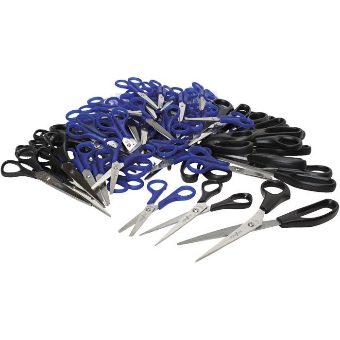 Set med saxar, L: 12,5+14+16 cm, höger &amp; vänster, 96 st./ 1 förp.