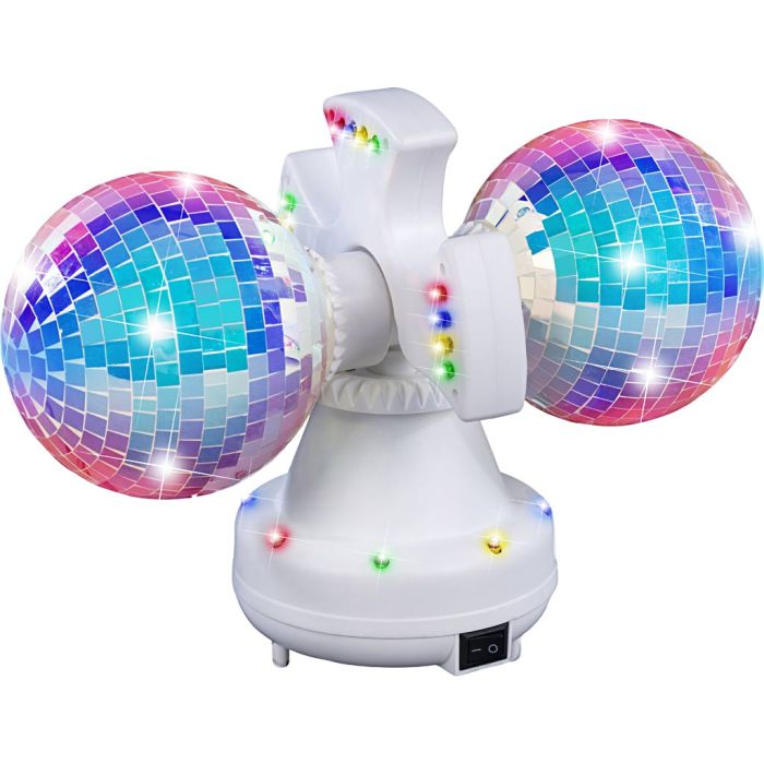 Dubbel diskoboll med LED-lampa, Dia. 2x13 cm, 1 st.